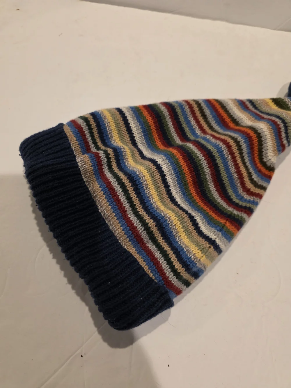 Baby GAP Toddler Navy Multi-Stripe Knit Beanie with Pom Size 2 3t Cute